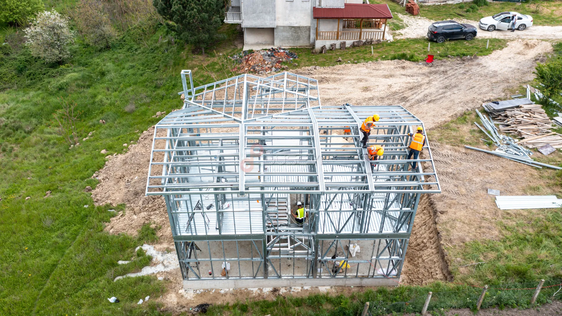 Geba Çelik Yapı Çerkezköy - Modern Çelik Ev ve Villa Projeleri Drone Çekimi - 4