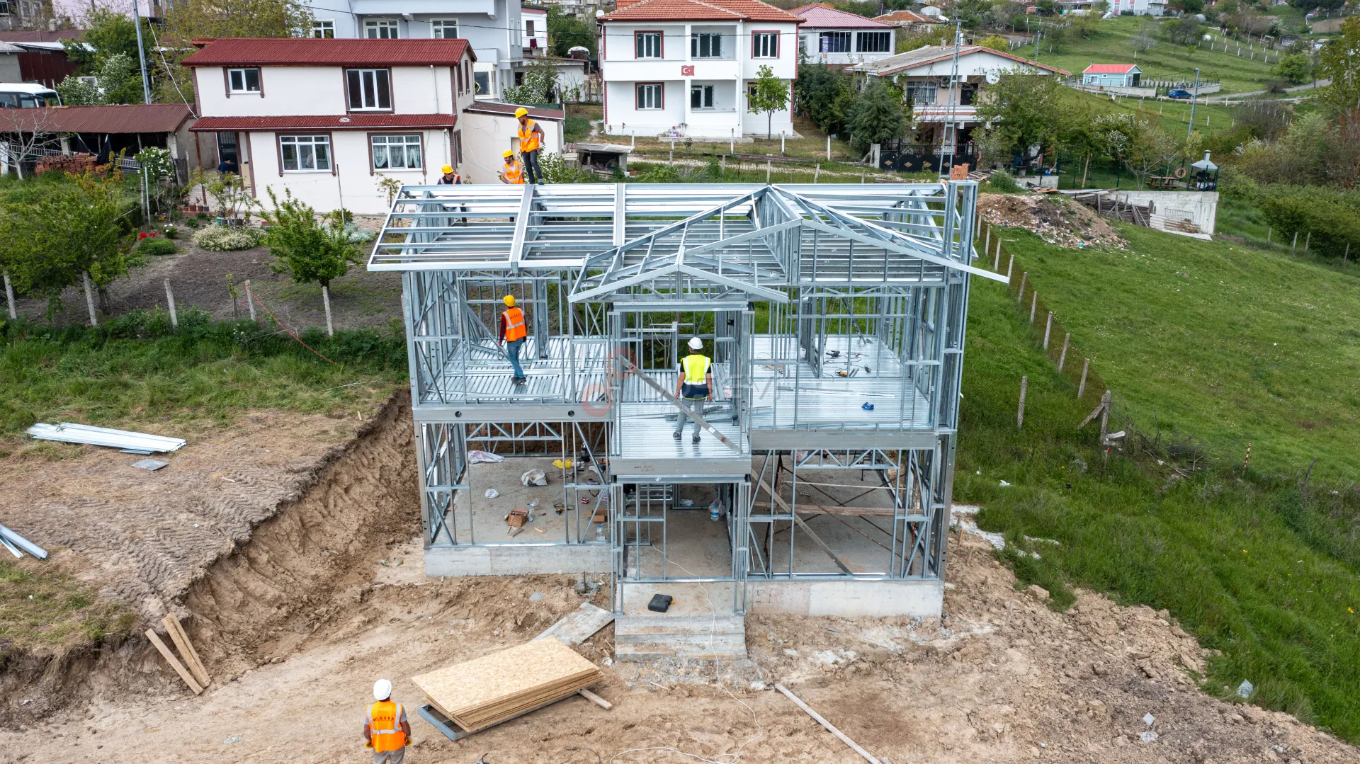 Geba Çelik Yapı Çerkezköy - Modern Çelik Ev ve Villa Projeleri Drone Çekimi - 6
