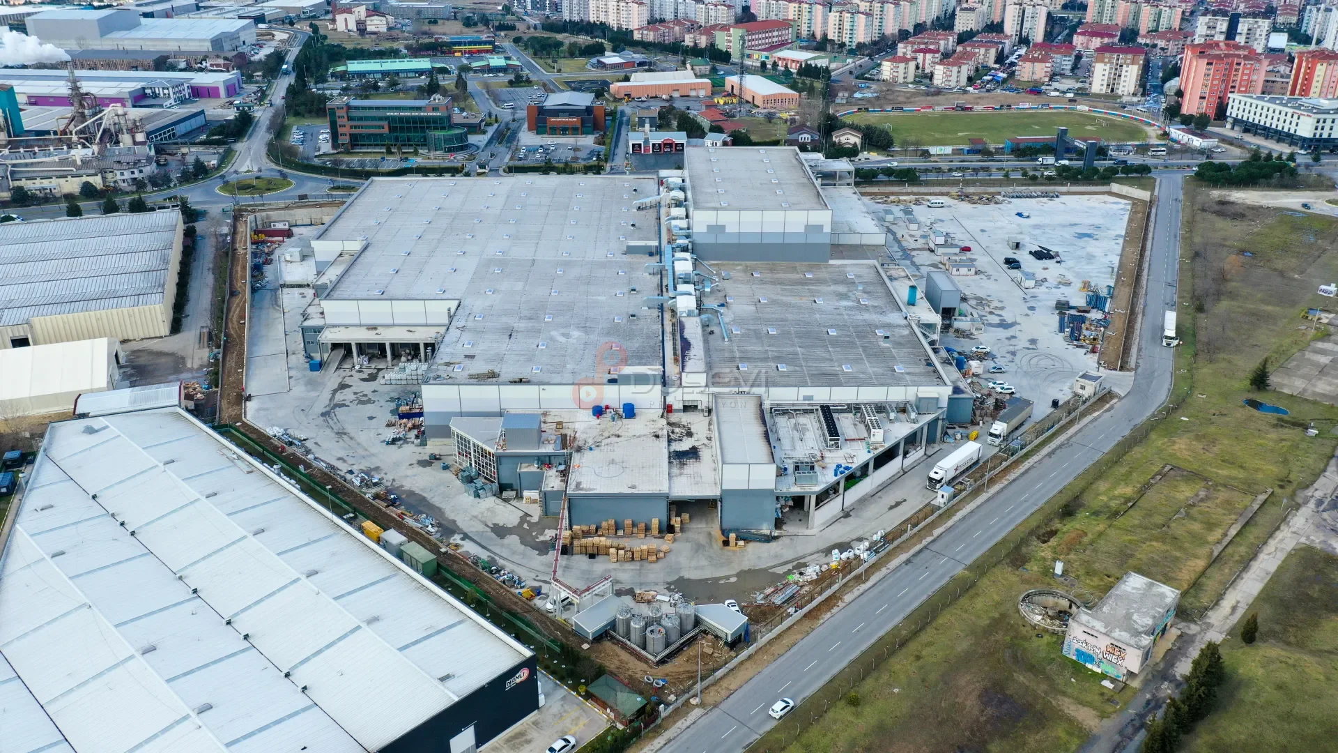 Çorlu Fabrika İnşaatı ve Endüstriyel Şantiye İlerleme Takibi - Drone Çekimi - 3
