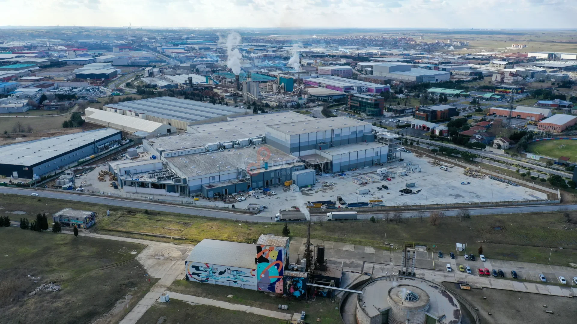 Çorlu Fabrika İnşaatı ve Endüstriyel Şantiye İlerleme Takibi - Drone Çekimi - 8