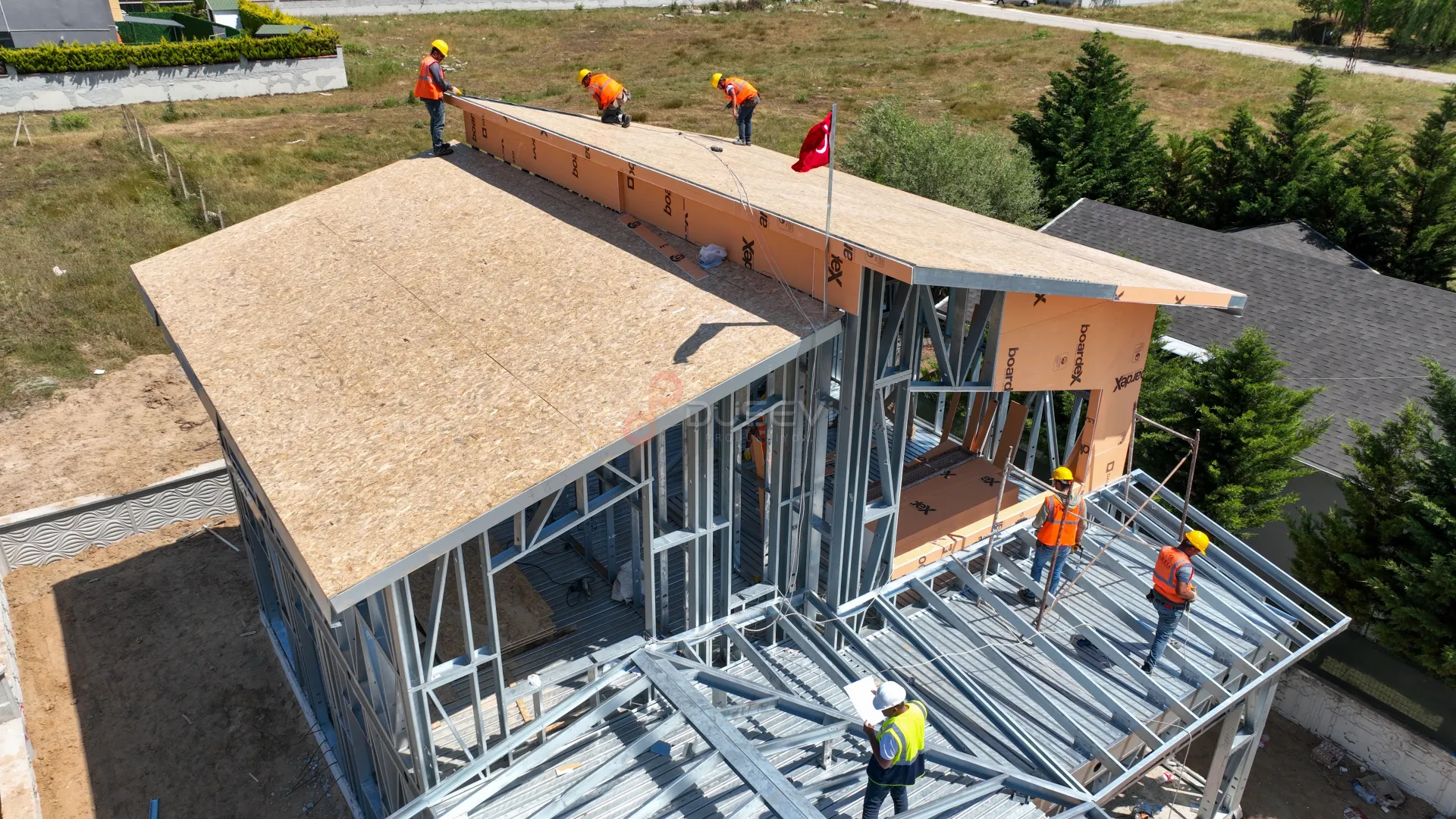 Çerkezköy Modern Çelik Yapı Villa ve Bina Projeleri Profesyonel Drone Çekimi - 2